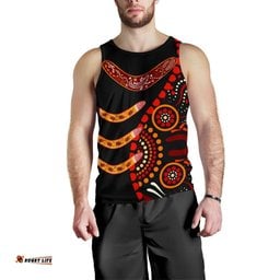 Aboriginal Men's Tank Top - Aboriginal Boomerangs With Dot Painting Pattern