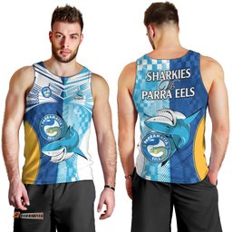 NRL Shark Combine Eels Rugby Men Tank Top Sporty Style