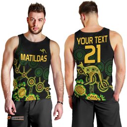 (Custom Text And Number) Australia Soccer Men Tank Top Matildas World Cup With Kangaroo