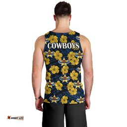 Cowboys Rugby Men Tank Top Polynesian Style With Hibiscus