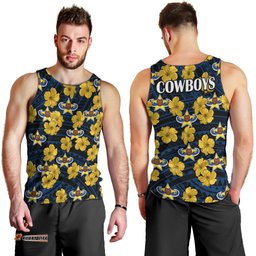Cowboys Rugby Men Tank Top Polynesian Style With Hibiscus