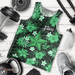 Australian Stars Cricket Men Tank Top Baeuty Pacific Hibiscus and Polynesian Pattern