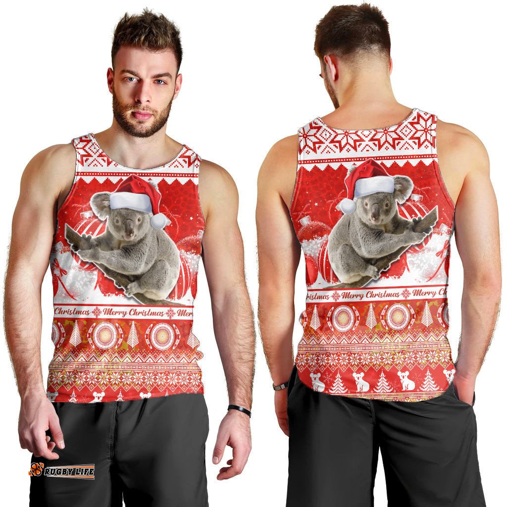 Australia Men Tank Top Koala Aboriginal Painting Merry Christmas