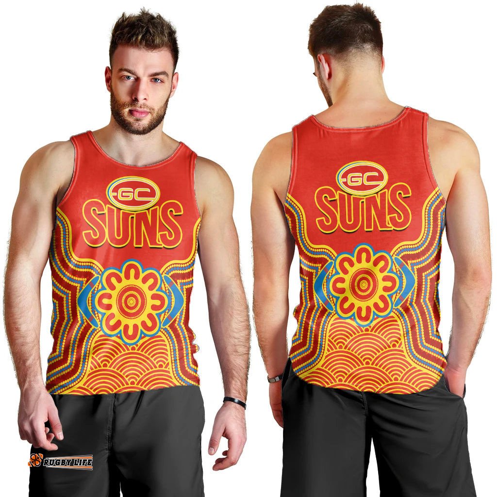 Gold Coast Football Men Tank Top Suns Indigenous Pattern