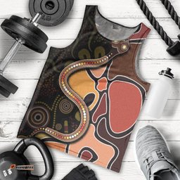 Men Tank Top - Aboriginal Snake With Dot Painting