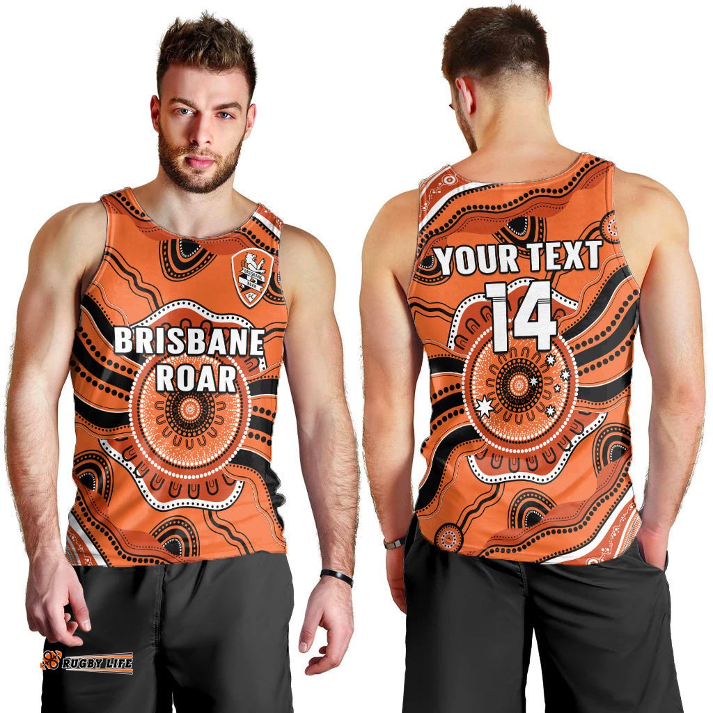 (Custom Text And Number) Brisbane Roar Football Men Tank Top Go Lions Aboriginal