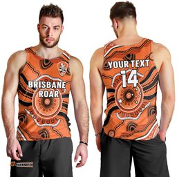 (Custom Text And Number) Brisbane Roar Football Men Tank Top Go Lions Aboriginal