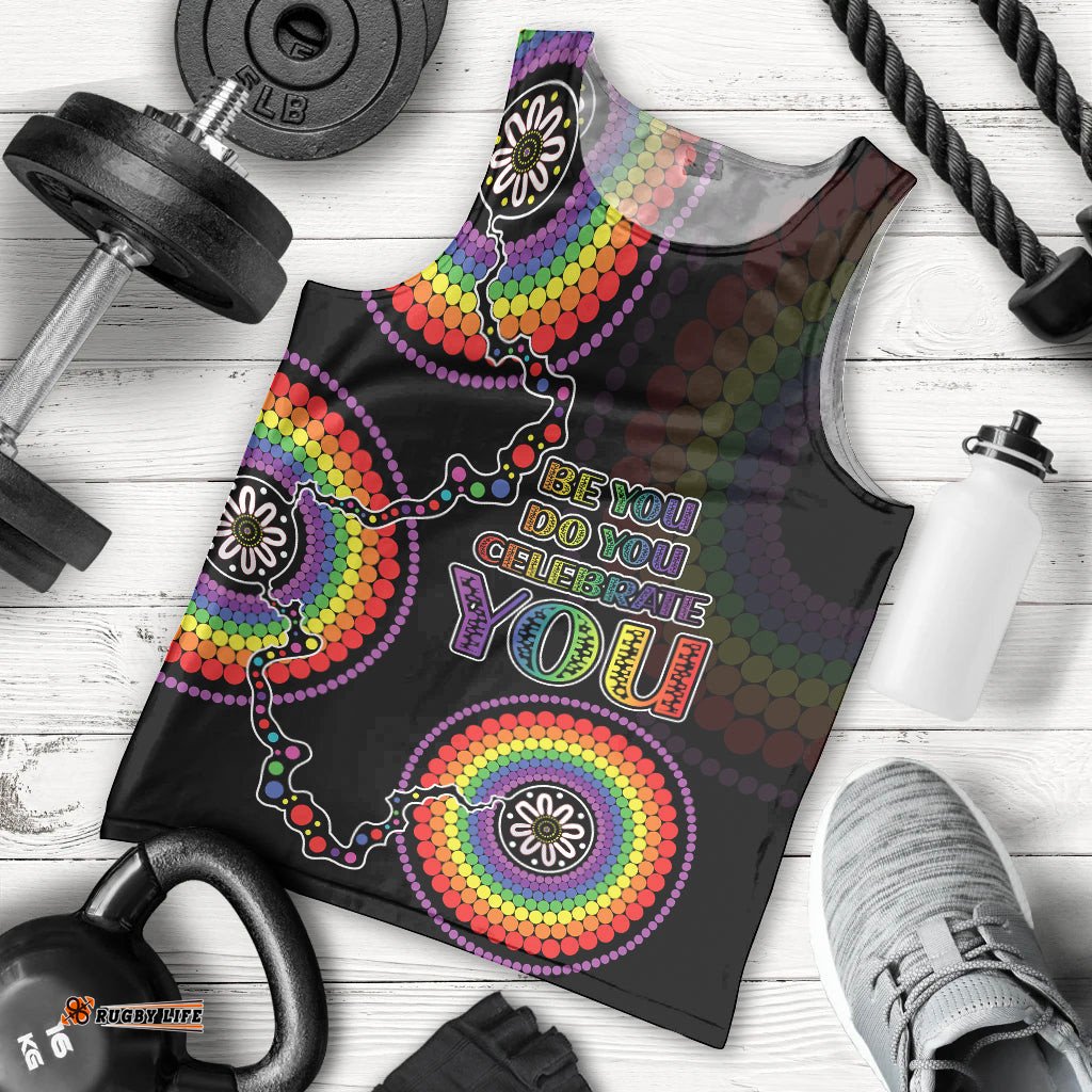 Personalised Australia LGBT Men Tank Top Be You Do You Celebrate You Aboriginal Style