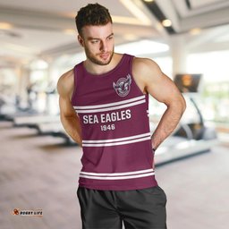 Personalised Sea Eagles Rugby Men Tank Top Manly Warringah Maroon Sporty Style