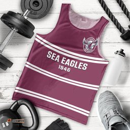 Personalised Sea Eagles Rugby Men Tank Top Manly Warringah Maroon Sporty Style