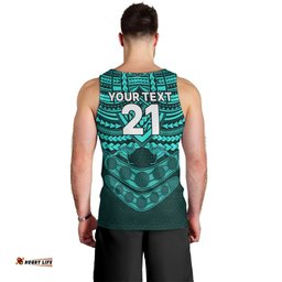 Custom Matildas Soccer Men Tank Top Polynesian and Aboriginal Turquoise Vibe