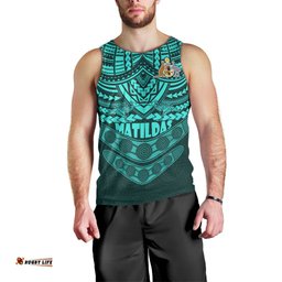 Custom Matildas Soccer Men Tank Top Polynesian and Aboriginal Turquoise Vibe