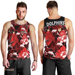 Dolphins Rugby Men Tank Top Fashion Tropical Jungle Flowers