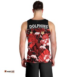 Dolphins Rugby Men Tank Top Fashion Tropical Jungle Flowers