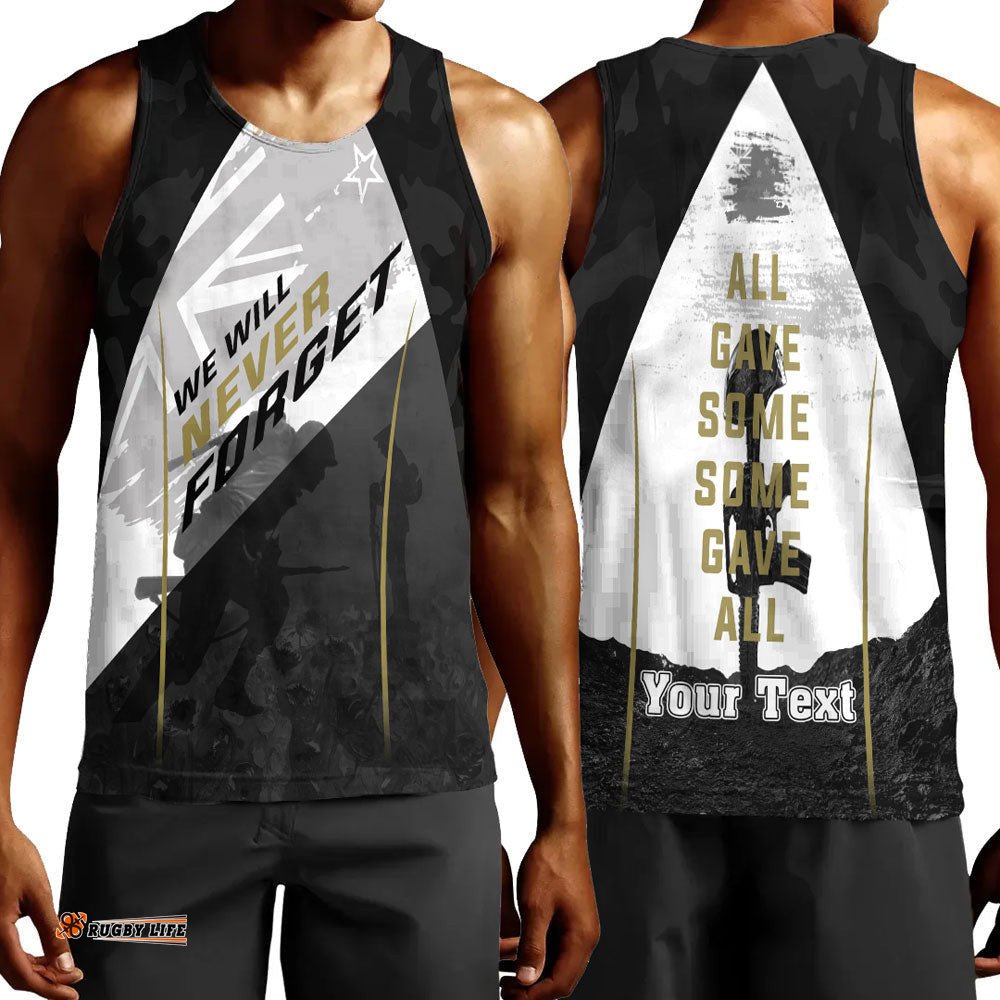 Vibe Hoodie Clothing - (Custom) Anzac Day We Will Never Forget Men Tank Top