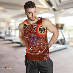 Men Tank Top - Aboriginal Dot Painting Mens Tank Earth