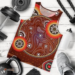 Men Tank Top - Aboriginal Dot Painting Mens Tank Earth