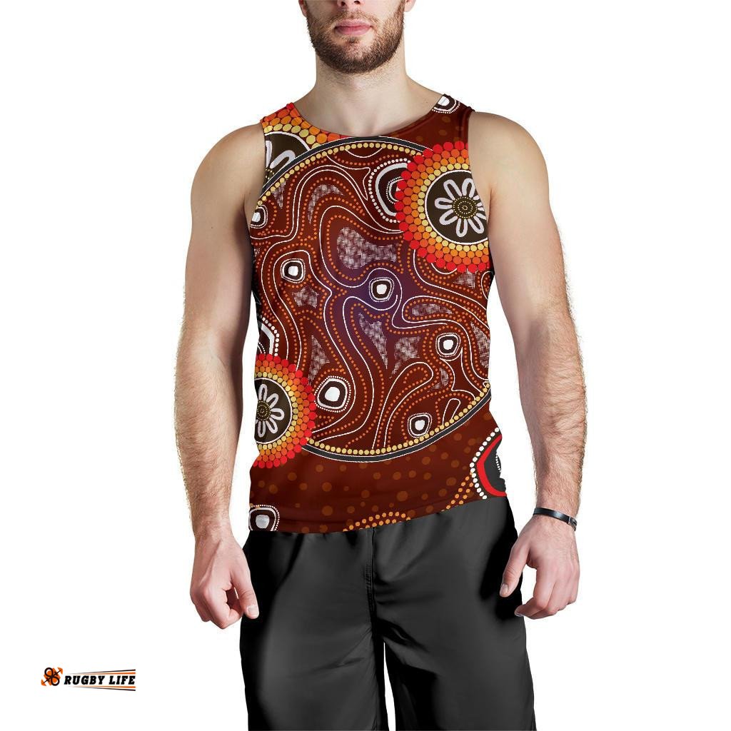Men Tank Top - Aboriginal Dot Painting Mens Tank Earth