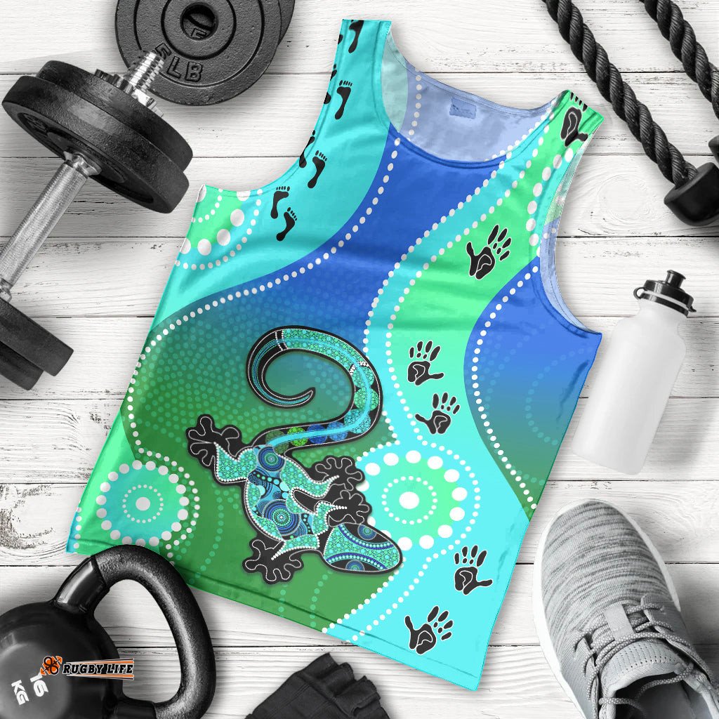 Personalised Australia Lizard Men Tank Top Aboriginal Tribal Art Stylization