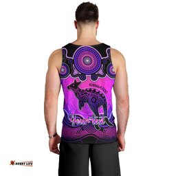 Personalised Australia Aries Kangaroo Zodiac Men Tank Top Auz Astrology Aboriginal - Magenta