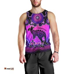 Personalised Australia Aries Kangaroo Zodiac Men Tank Top Auz Astrology Aboriginal - Magenta