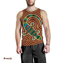 Aboriginal Men's Tank Top, Lizard Dot Painting Patterns