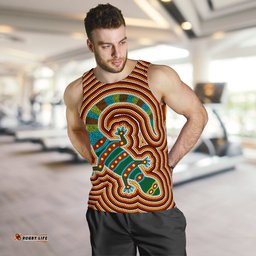 Aboriginal Men's Tank Top, Lizard Dot Painting Patterns