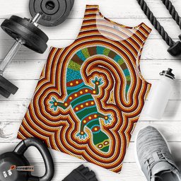 Aboriginal Men's Tank Top, Lizard Dot Painting Patterns