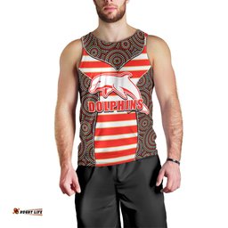 NRL - Dolphins Men Tank Top Mix Dot Aboriginal