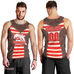 NRL - Dolphins Men Tank Top Mix Dot Aboriginal