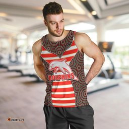 NRL - Dolphins Men Tank Top Mix Dot Aboriginal