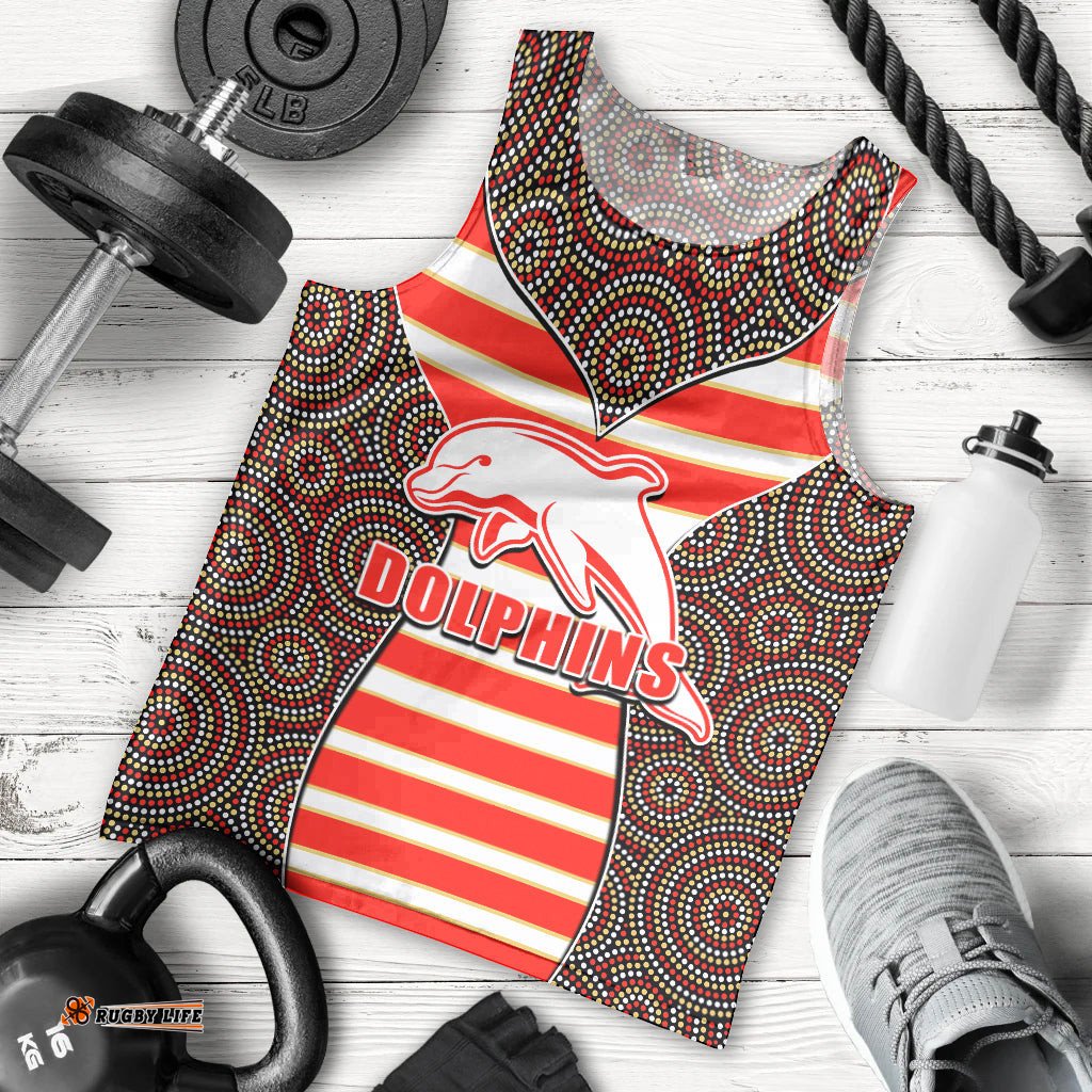 NRL - Dolphins Men Tank Top Mix Dot Aboriginal