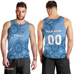 (Custom Personalised) Sydney Men Tank Top - Indigenous Dot Painting Art -