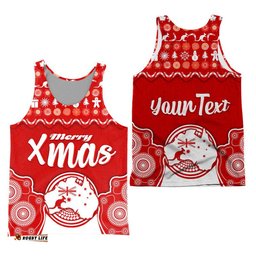 Custom Personalised Australia Christmas Vibe With Symbol Aboriginal Dot Painting Style Men Tank Top