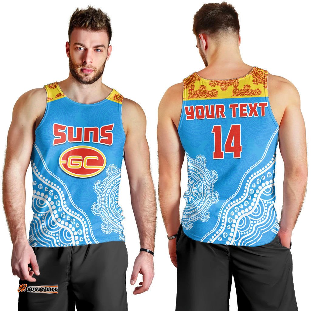 (Custom Text And Number) Suns Men Tank Top Go Sunnies Aboriginal Simple Style