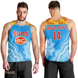 (Custom Text And Number) Suns Men Tank Top Go Sunnies Aboriginal Simple Style