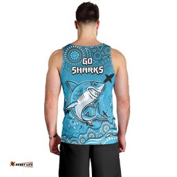 Sharks Rugby Men Tank Top Go Sharkies Aboriginal Special Version