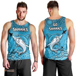 Sharks Rugby Men Tank Top Go Sharkies Aboriginal Special Version