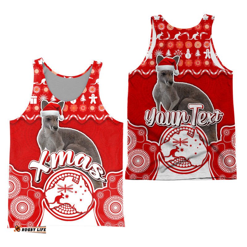 Custom Personalised Australian Kangaroo Christmas Vibe With Aboriginal Dot Painting Style Men Tank Top