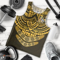 Custom Matildas Soccer Men Tank Top Polynesian and Aboriginal Gold Vibe