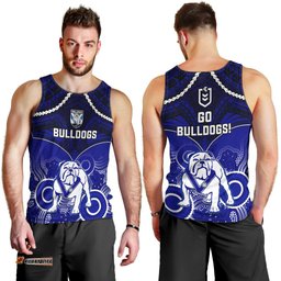 Bulldogs Rugby Men Tank Top Go Doggies Aboriginal Mix Polynesian Pattern