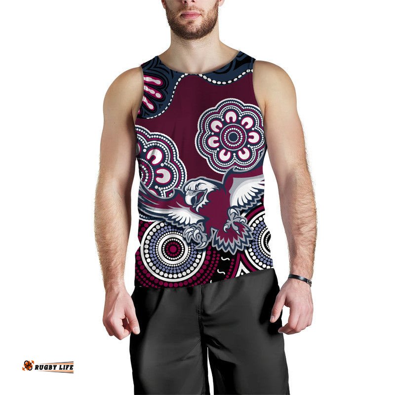 (Custom Text And Number) Sea Eagles Rugby Men Tank Top Simple Aboriginal 1946