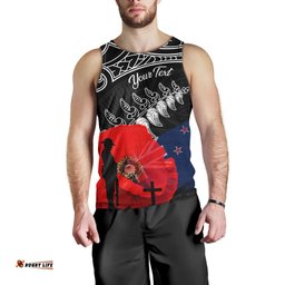 New Zealand Anzac Day Custom Men Tank - Maori New Zealand Anzac Day Poppies