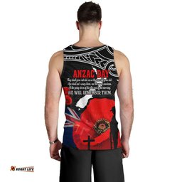 New Zealand Anzac Day Custom Men Tank - Maori New Zealand Anzac Day Poppies