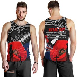 New Zealand Anzac Day Custom Men Tank - Maori New Zealand Anzac Day Poppies