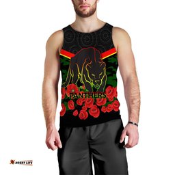 (Custom Personalised) Panthers Anzac Day Men Tank Top - Indigenous Art -
