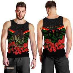 (Custom Personalised) Panthers Anzac Day Men Tank Top - Indigenous Art -