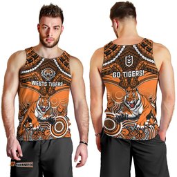 Tigers Rugby Men Tank Top Aboriginal Mix Polynesian Pattern