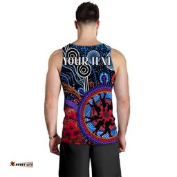 (Custom Personalised) Australia ANZAC Day Men Tank Top Aboriginal Military and Poppy Flowers Style