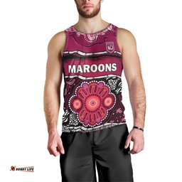 (Custom Text And Number) Maroons Rugby Men Tank Top Aboriginal Queensland State of Origin